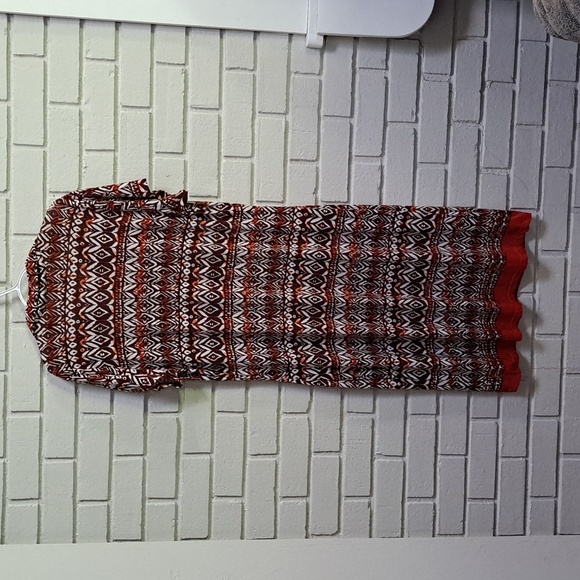 Mlle Gabrielle Brown/Orange/Red V-Neck Maxi Dress. Size 2X - Picture 5 of 8